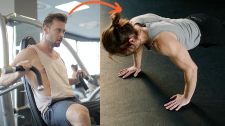 sugestão de troca de um exercício acostumado por outro desacostumado.