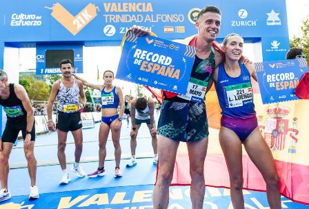 21k valencia 2023. corredores espanhois masc. e fem. com recordes nacionais.