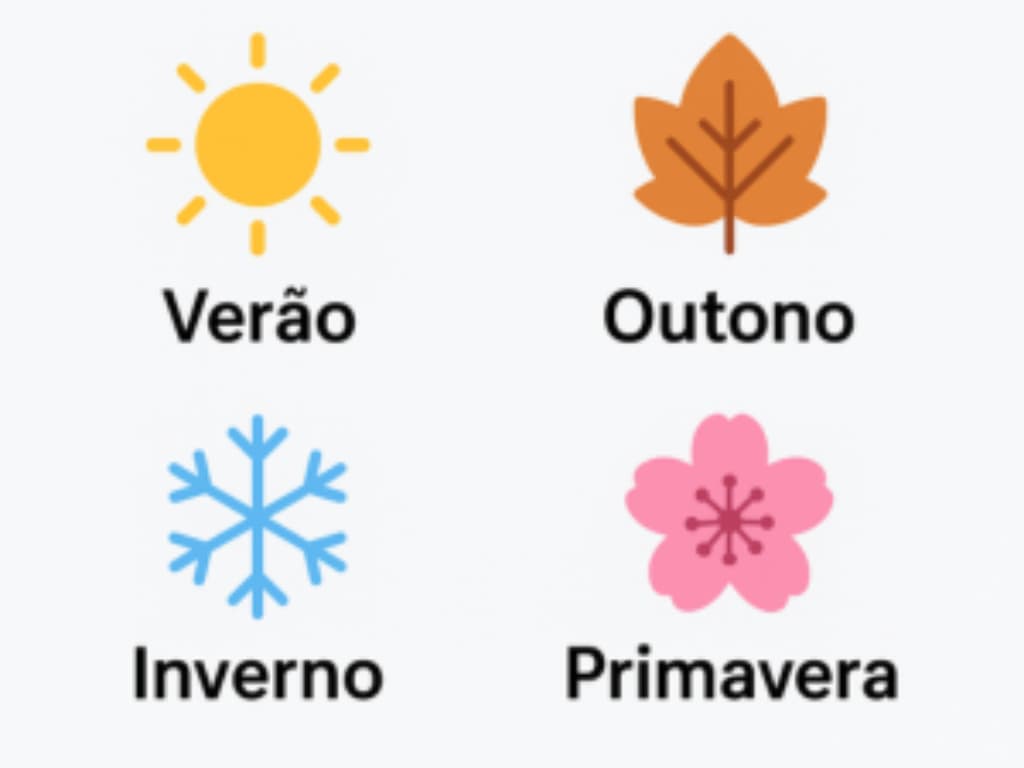 Ícones representando Primavera, Verão, Outono e Inverno, indicando que o melhor horário para correr muda conforme a estação e o clima.