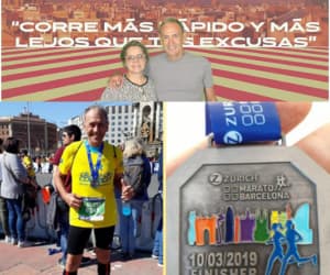 Laerte participando da maratona de Barcelona.